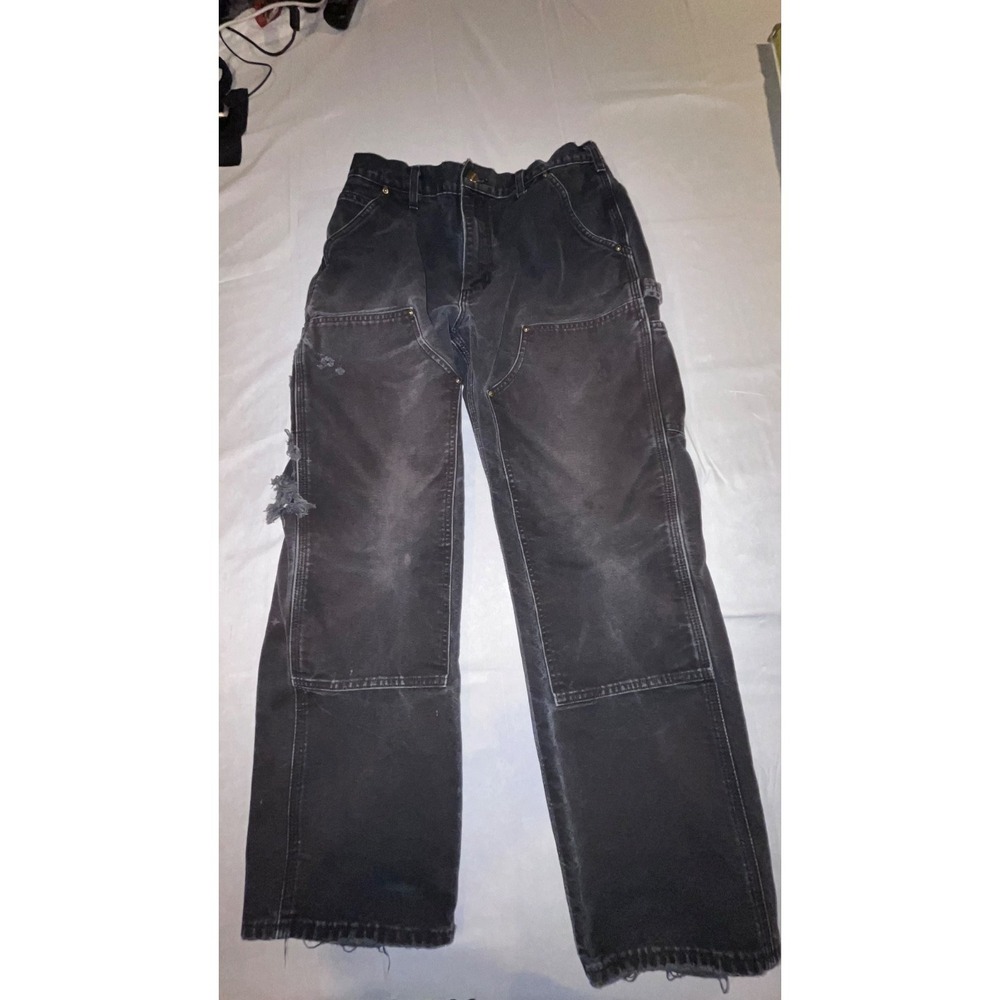 Carhartt Double Knee Pants 32x30 USA Faded Black Distressed Carpenter Grunge B01